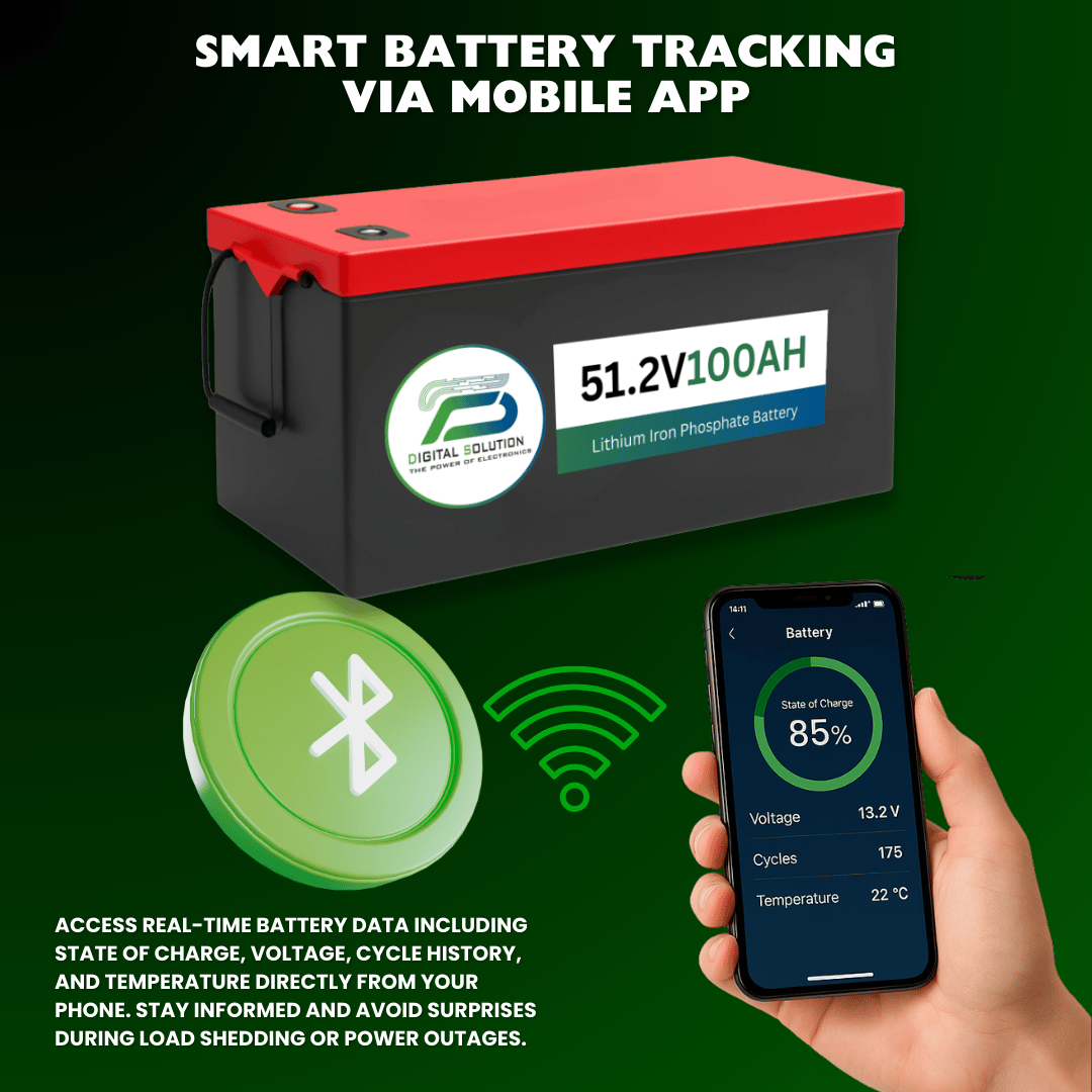 51.2V 100Ah LiFePO4 ESS Lithium Battery – Bluetooth, 5120Wh | For EVs, Data Centers, Solar Backup | Digital Solution KSA