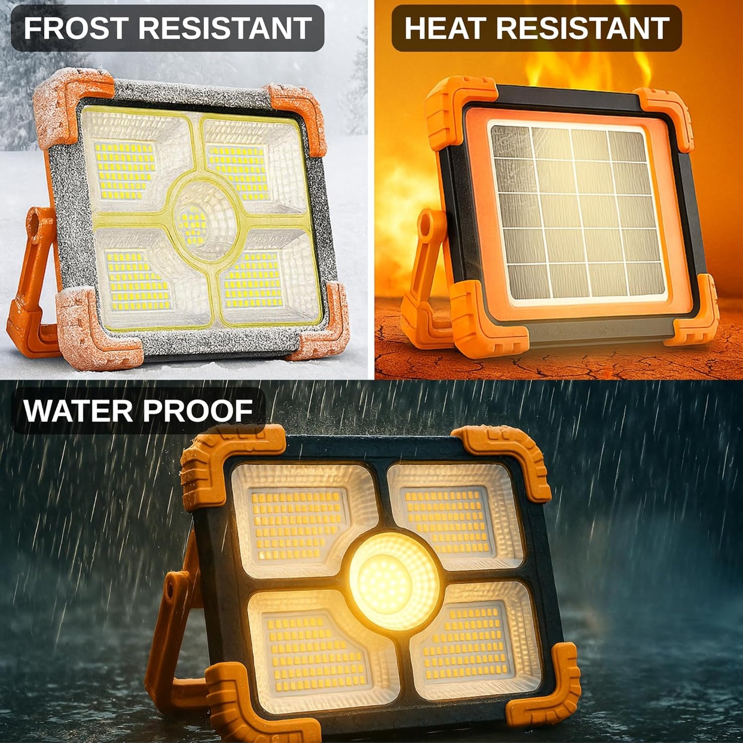 LED Solar Work Light – 100W, 10000LM, 12000mAh Battery, 5 Modes, IP66 Waterproof | Portable Magnetic Light for Camping, Emergency, Repairs