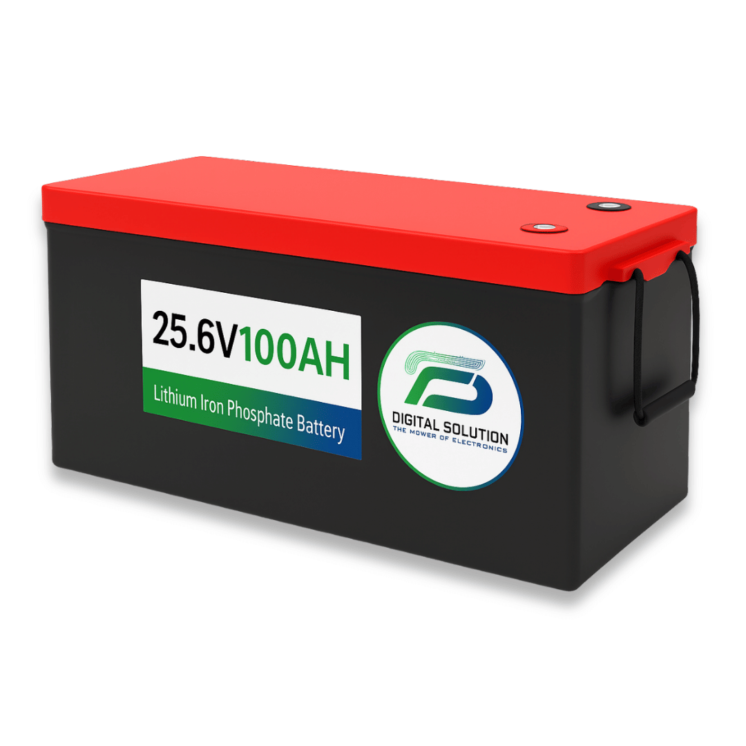 25.6V 100Ah High-Capacity LiFePO4 Lithium Battery – Bluetooth, 2560Wh | For Solar Banks, Telecom, Industrial Use | Digital Solution KSA