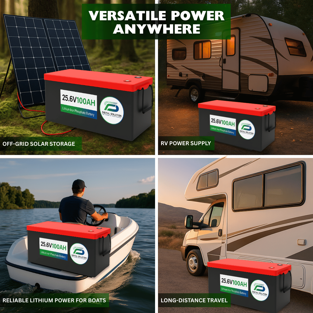 25.6V 100Ah High-Capacity LiFePO4 Lithium Battery – Bluetooth, 2560Wh | For Solar Banks, Telecom, Industrial Use | Digital Solution KSA