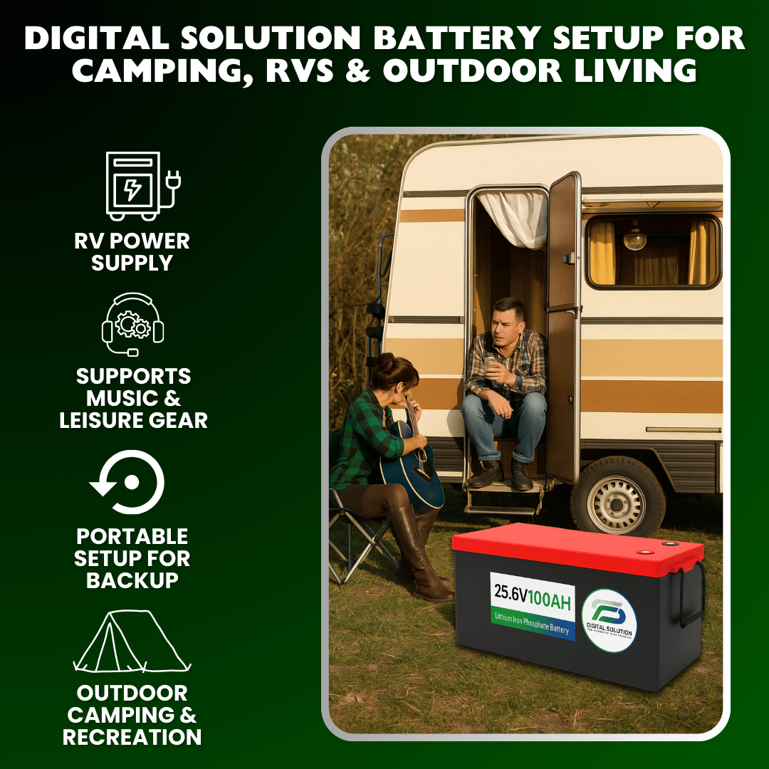 25.6V 100Ah High-Capacity LiFePO4 Lithium Battery – Bluetooth, 2560Wh | For Solar Banks, Telecom, Industrial Use | Digital Solution KSA